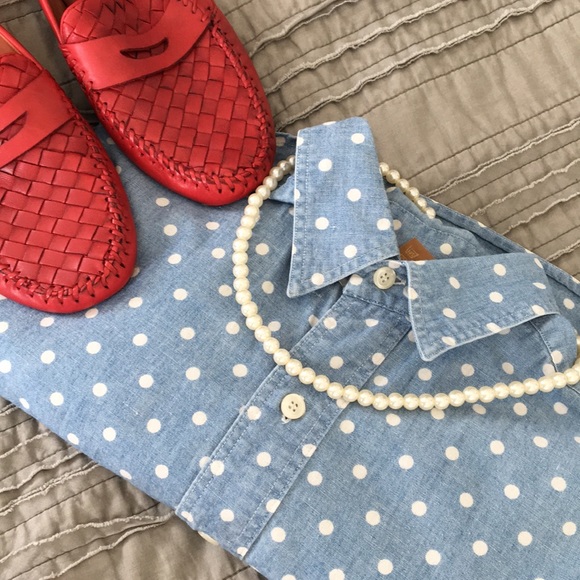 Ruff Hewn Tops - Chambray polka dot shirt